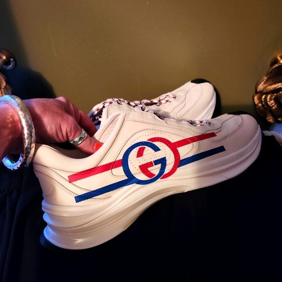 NWOT Gucci run leather sneakers 10 - Picture 6 of 8